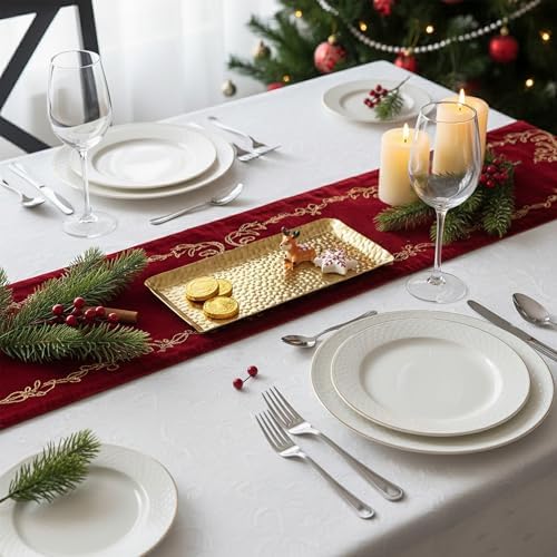Hammered Rectangular Platter Serving Tray, Gold Stainless Steel Decorative Storage Tray, 9.8 x 4.3 Inch in 9.8 x, alternate