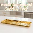 Hammered Rectangular Platter Serving Tray, Gold Stainless Steel Decorative Storage Tray, 9.8 x 4.3 Inch in 9.8 x, alternate