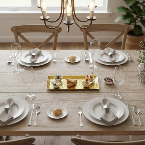 Hammered Rectangular Platter Serving Tray, Gold Stainless Steel Decorative Storage Tray, 9.8 x 4.3 Inch in 9.8 x, alternate