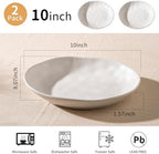 Handcrafted Ceramic Plates Set of 2, Pasta Bowls | 10'' Serving Bowls for Entertaining, Serving Dishes |, alternate view 3