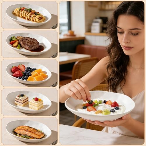 Handcrafted Ceramic Plates Set of 2, Pasta Bowls | 10'' Serving Bowls for Entertaining, Serving Dishes |, alternate view 6