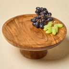 Handcrafted Mango Wood Pedestal Stand for Cake, Cupcakes, Desserts - Rustic Round Display Stand for Parties
