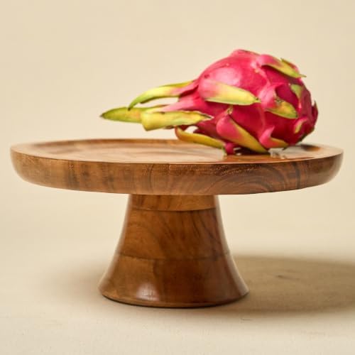Handcrafted Mango Wood Pedestal Stand for Cake, Cupcakes, Desserts - Rustic Round Display Stand for Parties, alternate view 5