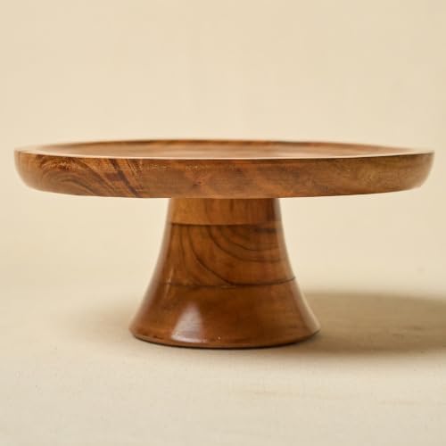 Handcrafted Mango Wood Pedestal Stand for Cake, Cupcakes, Desserts - Rustic Round Display Stand for Parties, alternate view 7