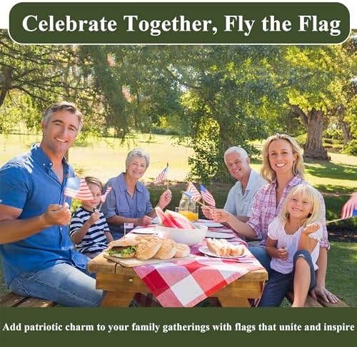 Handheld Flags 200 - Mini US Flags on Stick, Bulk Small American Banner for Parades, Events, Celebrations, alternate view 2
