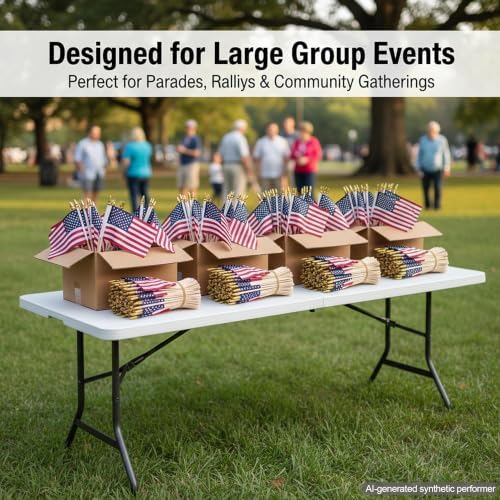 Handheld Flags 200 - Mini US Flags on Stick, Bulk Small American Banner for Parades, Events, Celebrations, alternate view 3