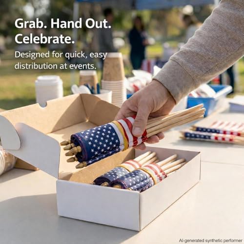Handheld Flags 200 - Mini US Flags on Stick, Bulk Small American Banner for Parades, Events, Celebrations, alternate view 4