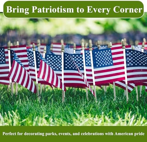 Handheld Flags 200 - Mini US Flags on Stick, Bulk Small American Banner for Parades, Events, Celebrations, alternate view 6