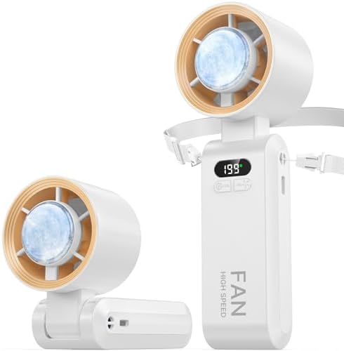 Handheld Portable Turbo Fan with Ice Cooler, Speed (1-199) 5500mAh Rechargeable Personal Fan,[20H Cooling Time]