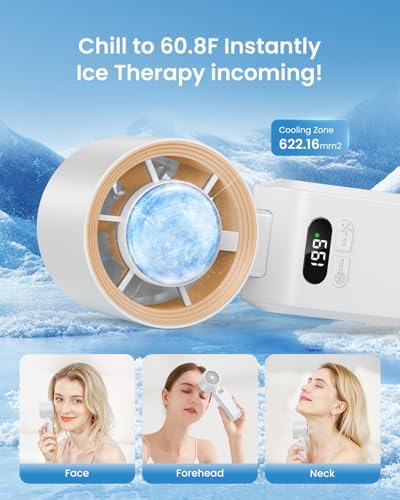 Handheld Portable Turbo Fan with Ice Cooler, Speed (1-199) 5500mAh Rechargeable Personal Fan,[20H Cooling Time], alternate