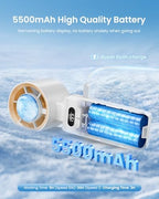 Handheld Portable Turbo Fan with Ice Cooler, Speed (1-199) 5500mAh Rechargeable Personal Fan,[20H Cooling Time], alternate