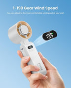 Handheld Portable Turbo Fan with Ice Cooler, Speed (1-199) 5500mAh Rechargeable Personal Fan,[20H Cooling Time], alternate