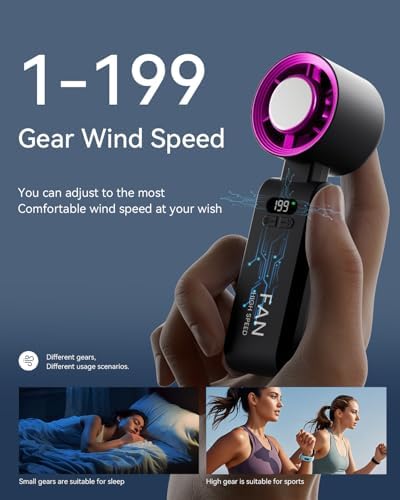 Handheld Portable Turbo Fan with Ice Cooler, Speed (1-199) 5500mAh Rechargeable Personal Fan,[20H Cooling Time], alternate