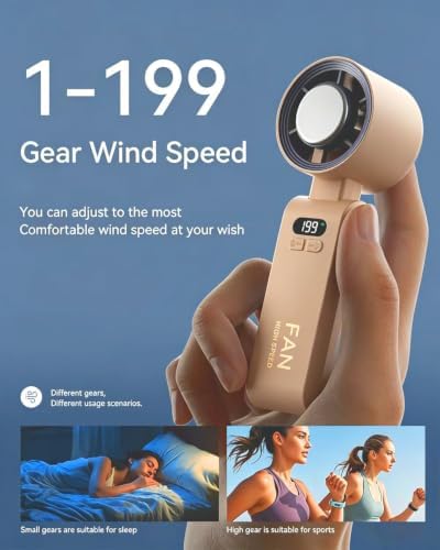 Handheld Portable Turbo Fan with Ice Cooler, Speed (1-199) 5500mAh Rechargeable Personal Fan,[20H Cooling Time], alternate
