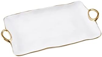 Handle with Style Large Platter Porcelain (White and Gold) in 17.5 inches in White and Gold
