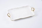 Handle with Style Large Platter Porcelain (White and Gold) in 17.5 inches in White and Gold, alternate view 4