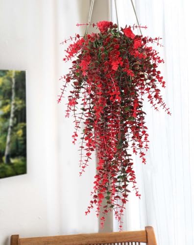 Hanging Artificial Plants Fake Vines Hanging Eucalyptus Leaf Plants, alternate view 2