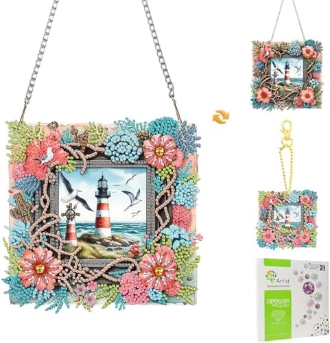 Hanging Diamond Art Decorative Kit 5D Diamond Painting Kit, DIY Lighthouse Landscape Theme Diamond Art Kit