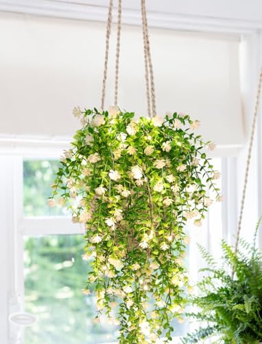 Hanging Fake Plants Fake Vines Artificial Plant Large White Flowers, alternate view 2