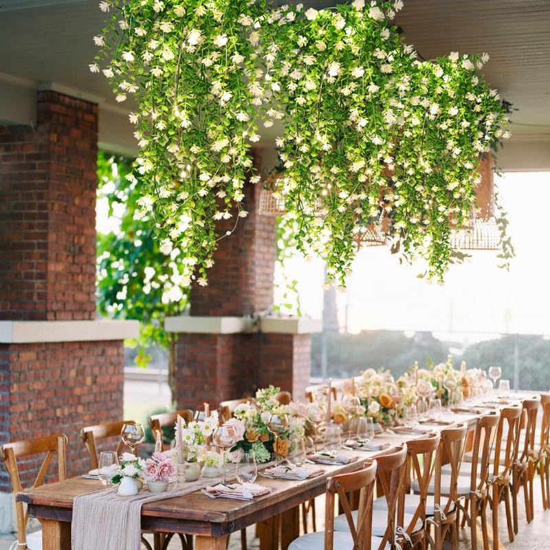 Hanging Fake Plants Fake Vines Artificial Plant Large White Flowers, alternate view 4