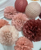 Hanging Party Decorations - Tissue Paper pom poms and Lanterns Backdrop Decor for Engagement Wedding Birthday, alternate view