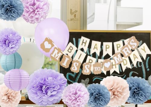 Hanging Party Decorations - Tissue Paper pom poms and Lanterns Backdrop Decor for Engagement Wedding Bridal, alternate view 2