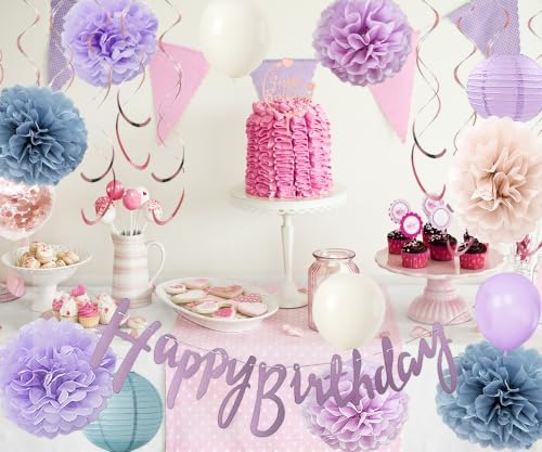 Hanging Party Decorations - Tissue Paper pom poms and Lanterns Backdrop Decor for Engagement Wedding Bridal, alternate view 5