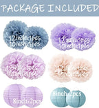 Hanging Party Decorations - Tissue Paper pom poms and Lanterns Backdrop Decor for Engagement Wedding Bridal, alternate view 6