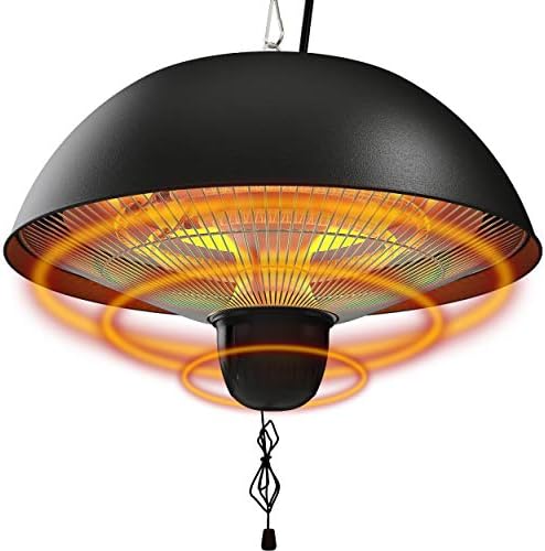 Hanging Patio Heater, Outdoor/Indoor Electric Infrared, Ceiling Heater with 3 Adjustable Modes 600W/900W/1500W.