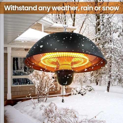 Hanging Patio Heater, Outdoor/Indoor Electric Infrared, Ceiling Heater with 3 Adjustable Modes 600W/900W/1500W., alternate