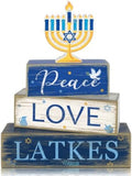 Hanukkah Decorations for Home, Hanukkah Wooden Block Table Centerpieces in Hanukkah