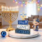 Hanukkah Decorations for Home, Hanukkah Wooden Block Table Centerpieces in Hanukkah, alternate view 2