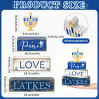 Hanukkah Decorations for Home, Hanukkah Wooden Block Table Centerpieces in Hanukkah, alternate view 3