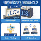 Hanukkah Decorations for Home, Hanukkah Wooden Block Table Centerpieces in Hanukkah, alternate view 4
