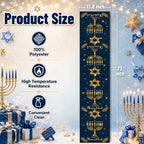 Hanukkah Decorations - Navy Blue Gold Hanukkah Table Runner, alternate view 2