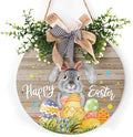 Happy Easter Wooden Hanging Sign Welcome Wreaths for Front Door Rustic Easter Door Decoration with Bow Cute