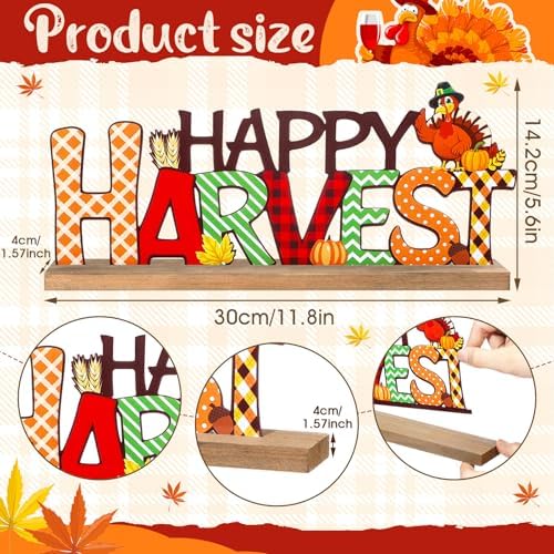 Happy Harvest Decorations for Home, Fall Metal Table Sign, alternate view 3
