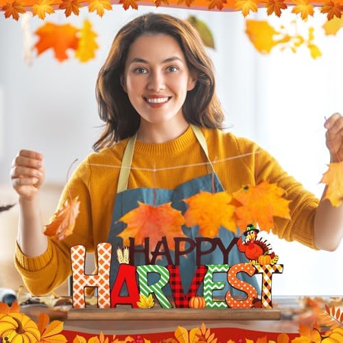 Happy Harvest Decorations for Home, Fall Metal Table Sign, alternate view 4