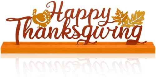Happy Thanksgiving Decorations for Home, Fall Metal Table Sign
