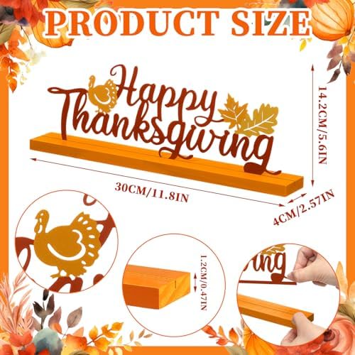 Happy Thanksgiving Decorations for Home, Fall Metal Table Sign, alternate view 3