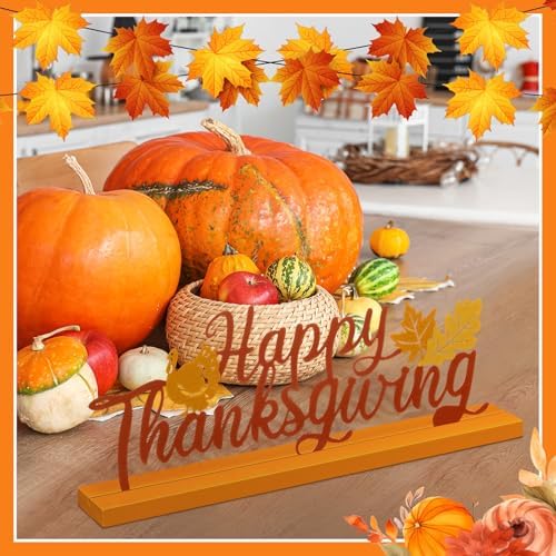 Happy Thanksgiving Decorations for Home, Fall Metal Table Sign, alternate view 5