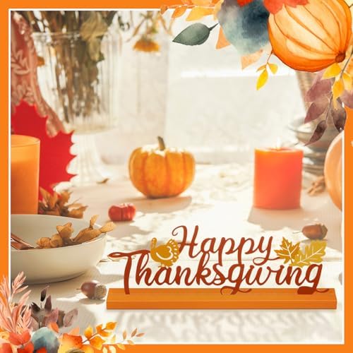 Happy Thanksgiving Decorations for Home, Fall Metal Table Sign, alternate view 6
