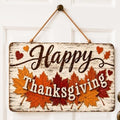 Happy Thanksgiving Door Sign, Rustic Wooden Maple Leaf Fall Hanging Decor in Muted Fall Multicolor5
