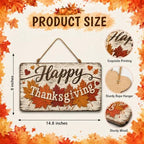 Happy Thanksgiving Door Sign, Rustic Wooden Maple Leaf Fall Hanging Decor in Muted Fall Multicolor5, alternate view 3