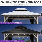 Hardtop Gazebo 10' x 10' Pavilion with White Frame, alternate view 6