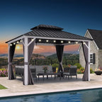 Hardtop Gazebo 10' x 12' Pavilion White Frame