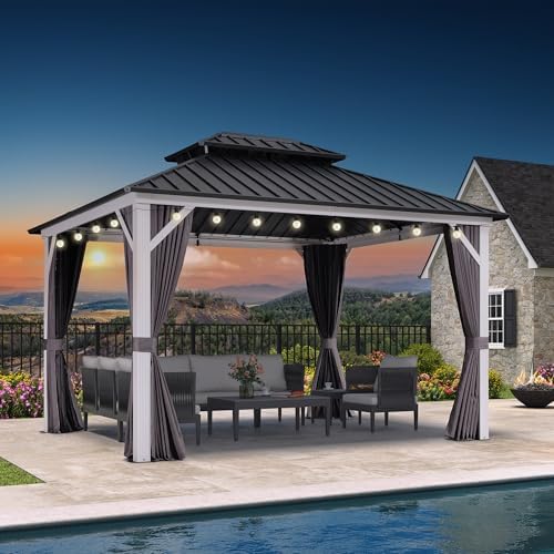 Hardtop Gazebo 10' x 12' Pavilion White Frame