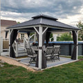 Hardtop Gazebo 10' x 12' Pavilion Wind-Resistant White Frame