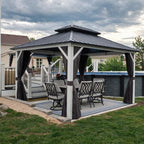 Hardtop Gazebo 10' x 12' Pavilion Wind-Resistant White Frame