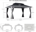 Hardtop Gazebo 10' x 14' Pavilion White Frame, alternate view 2